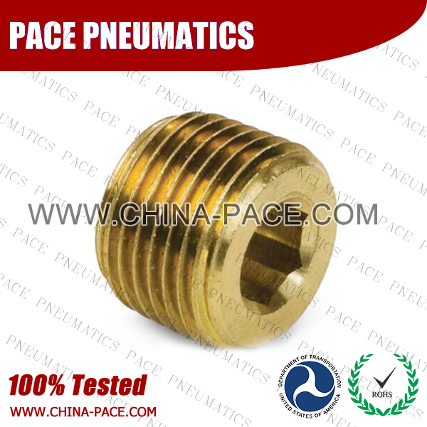 Hex Socket Plug, Brass Pipe Fittings, Brass Threaded Fittings, Brass Hose Fittings,  Pneumatic Fittings, Brass Air Fittings, Hex Nipple, Hex Bushing, Coupling, Forged Fittings